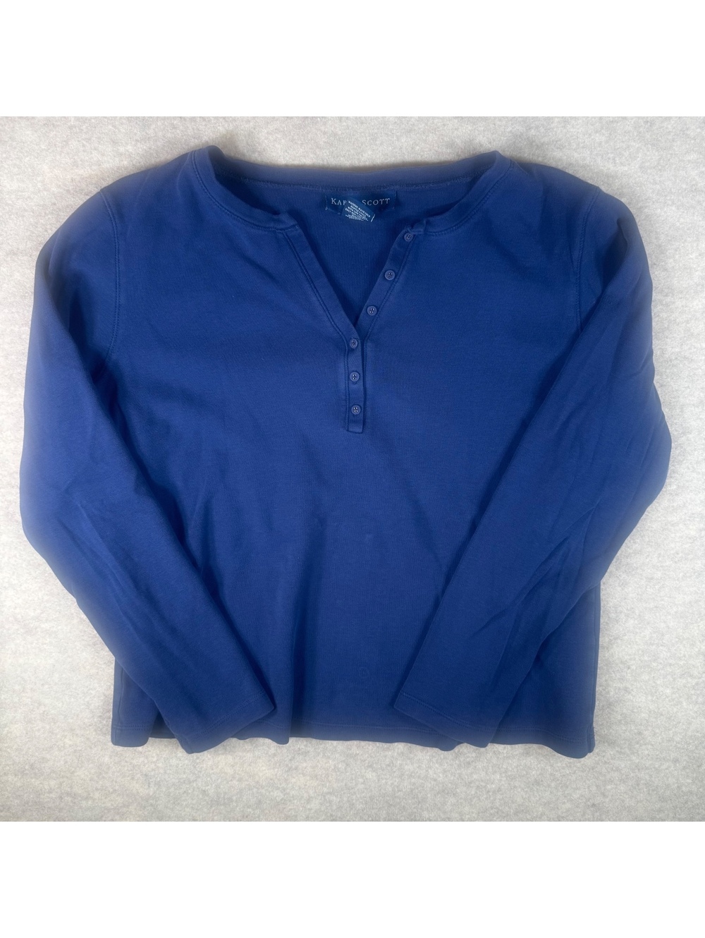 Karen Scott Women's Navy Blue Long Sleeve Henley Shirt Size S